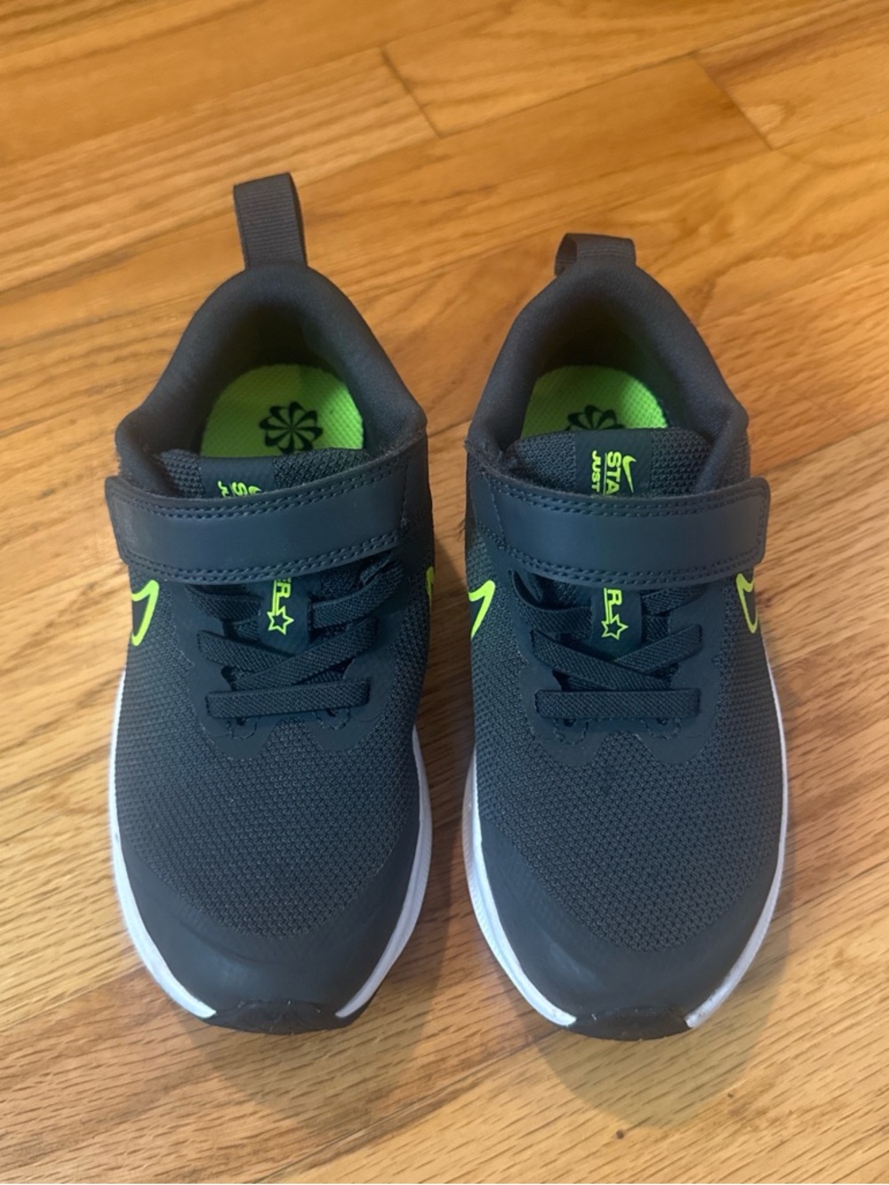 Nike Kids' Black Sneakers with Neon Green Accents